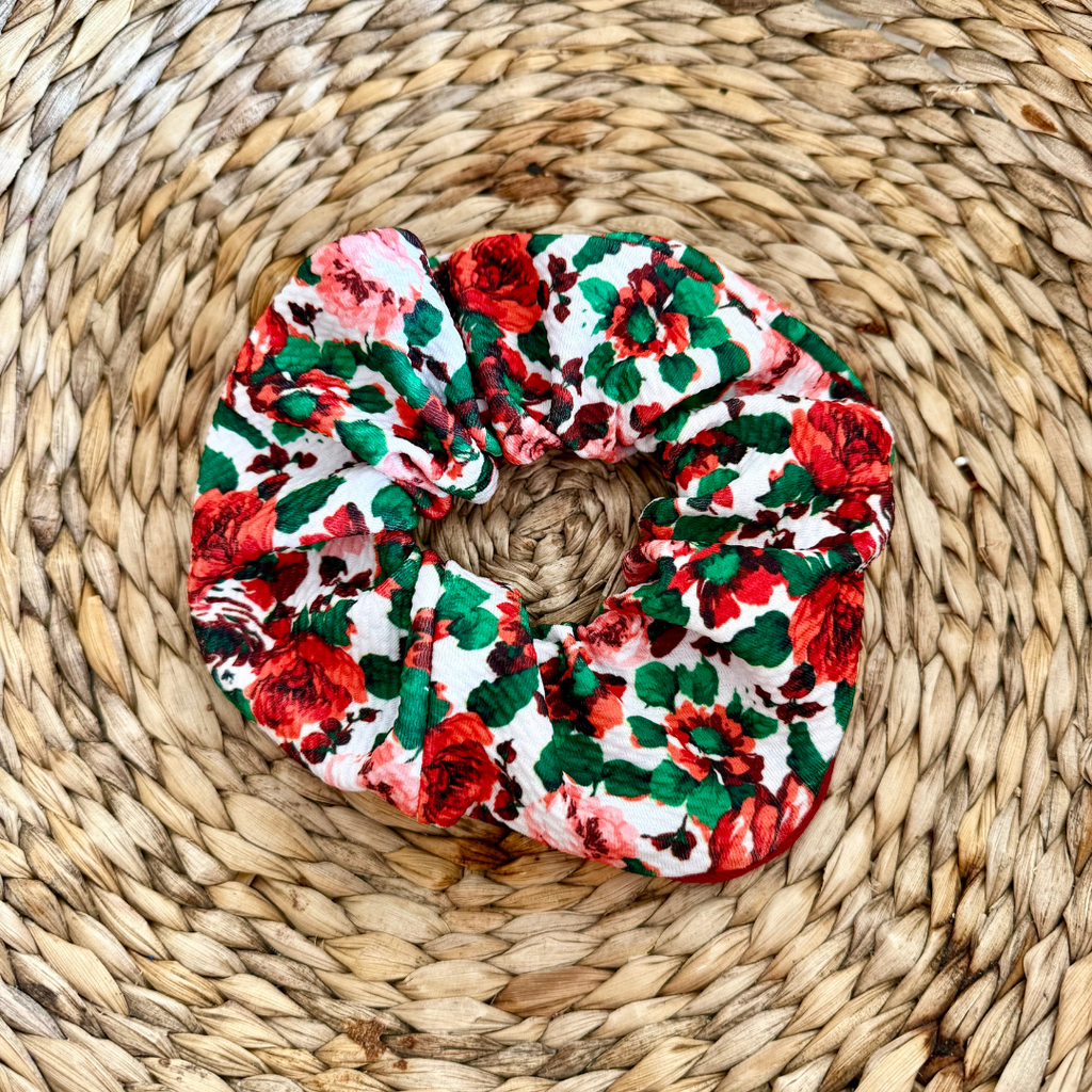 Red Floral Zipper Scrunchie