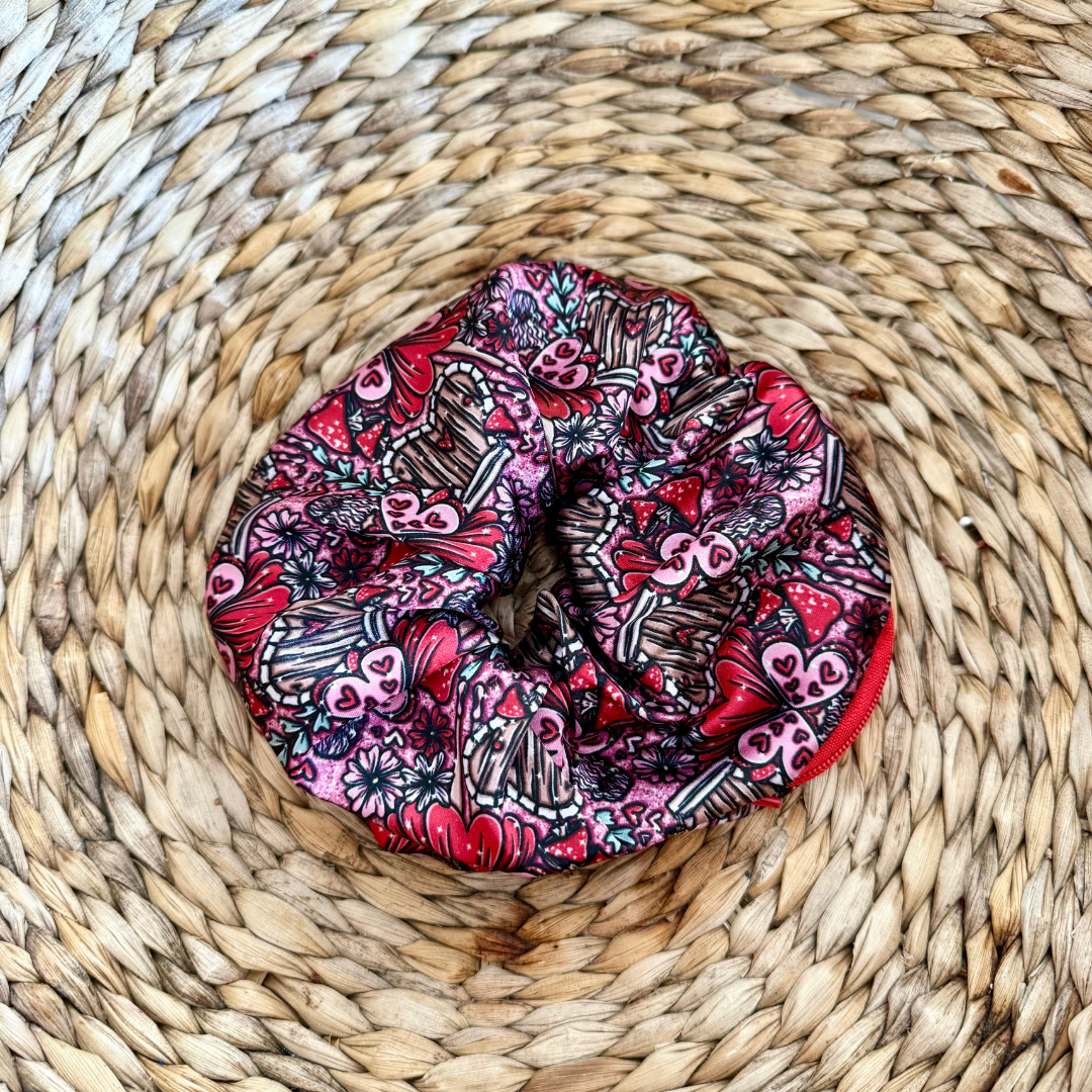 Red Fairy Satin Zipper Scrunchie