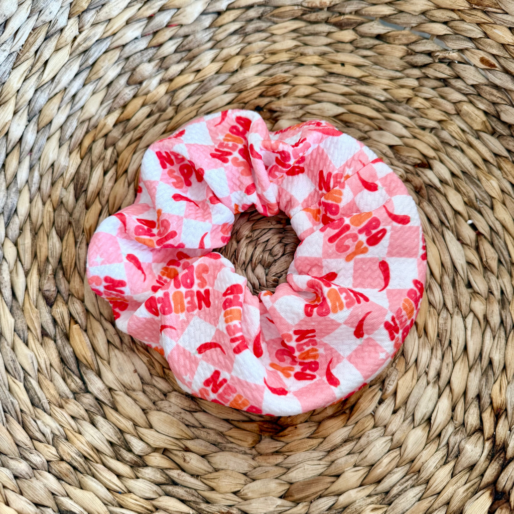 Neurospicy Checkerprint Zipper Scrunchie