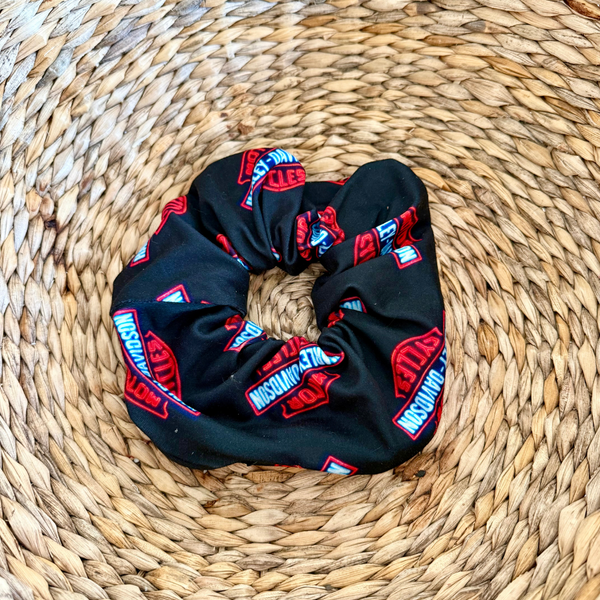 Orange and Black Emblem Motorcycle Zipper Scrunchie